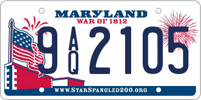MD license plate 9AQ2105