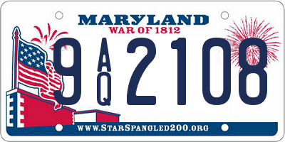 MD license plate 9AQ2108