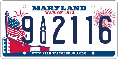 MD license plate 9AQ2116