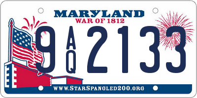 MD license plate 9AQ2133