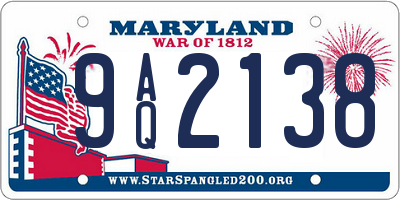 MD license plate 9AQ2138