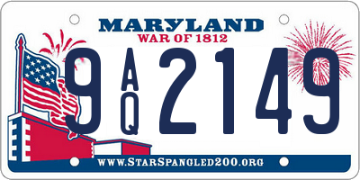MD license plate 9AQ2149