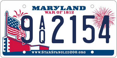 MD license plate 9AQ2154
