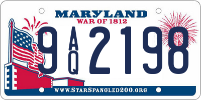 MD license plate 9AQ2198
