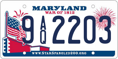 MD license plate 9AQ2203
