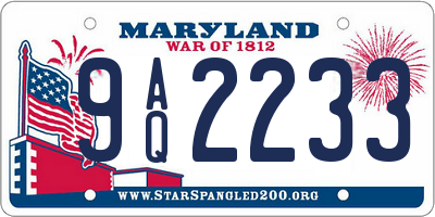 MD license plate 9AQ2233