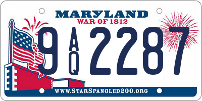 MD license plate 9AQ2287