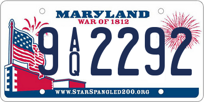 MD license plate 9AQ2292