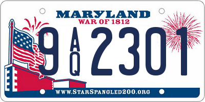 MD license plate 9AQ2301