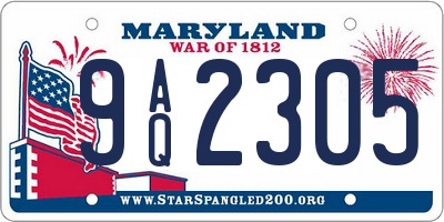 MD license plate 9AQ2305