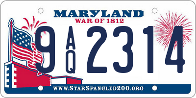 MD license plate 9AQ2314