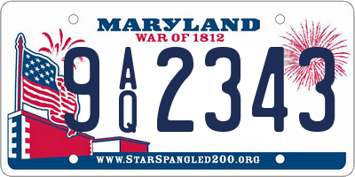 MD license plate 9AQ2343