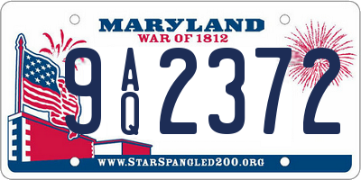 MD license plate 9AQ2372