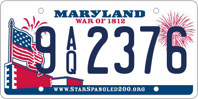 MD license plate 9AQ2376