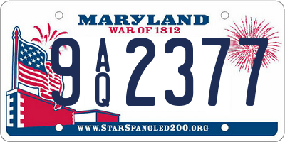 MD license plate 9AQ2377