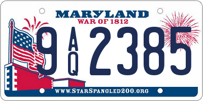 MD license plate 9AQ2385