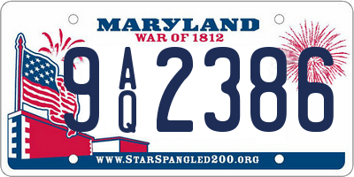 MD license plate 9AQ2386
