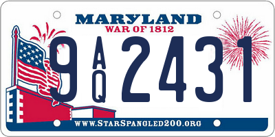 MD license plate 9AQ2431