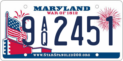 MD license plate 9AQ2451