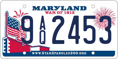 MD license plate 9AQ2453