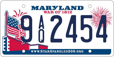 MD license plate 9AQ2454