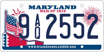 MD license plate 9AQ2552
