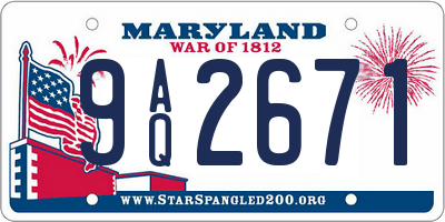MD license plate 9AQ2671