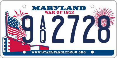 MD license plate 9AQ2728