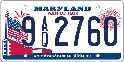MD license plate 9AQ2760