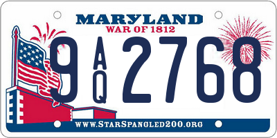 MD license plate 9AQ2768