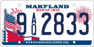 MD license plate 9AQ2833