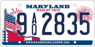MD license plate 9AQ2835