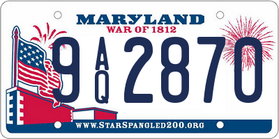 MD license plate 9AQ2870