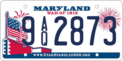 MD license plate 9AQ2873