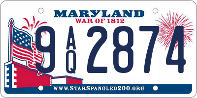 MD license plate 9AQ2874
