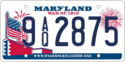 MD license plate 9AQ2875
