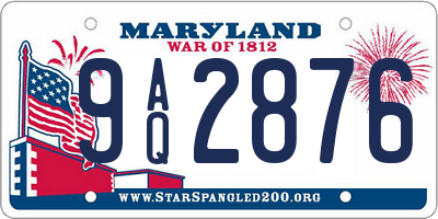 MD license plate 9AQ2876