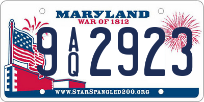 MD license plate 9AQ2923