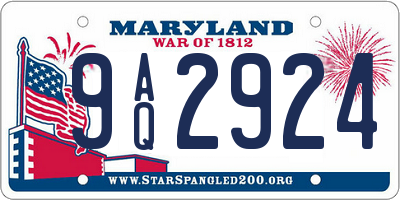 MD license plate 9AQ2924