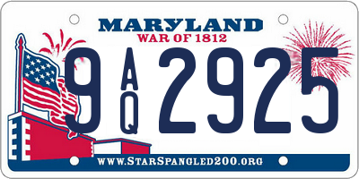 MD license plate 9AQ2925