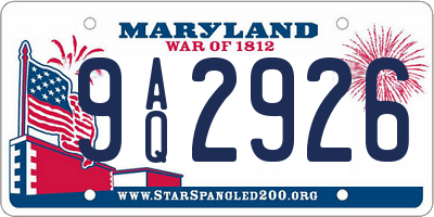 MD license plate 9AQ2926
