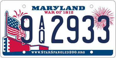 MD license plate 9AQ2933