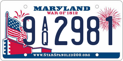 MD license plate 9AQ2981