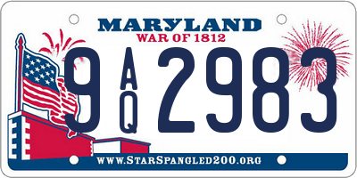 MD license plate 9AQ2983