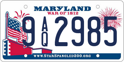 MD license plate 9AQ2985