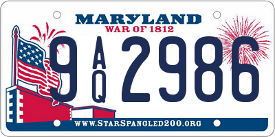 MD license plate 9AQ2986