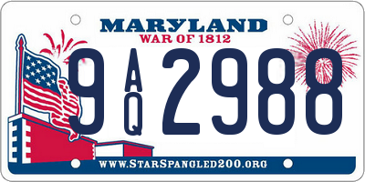 MD license plate 9AQ2988