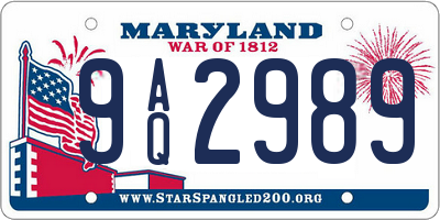 MD license plate 9AQ2989