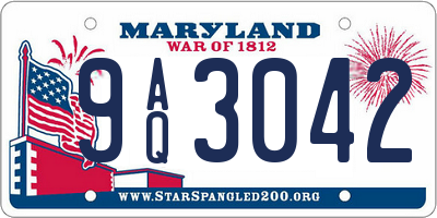 MD license plate 9AQ3042