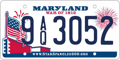 MD license plate 9AQ3052